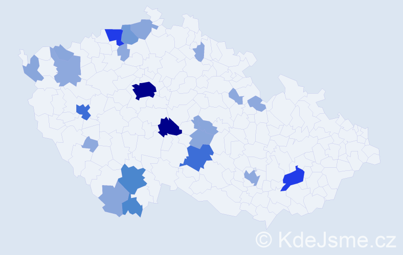 Příjmení: 'Zrna', počet výskytů 70 v celé ČR
