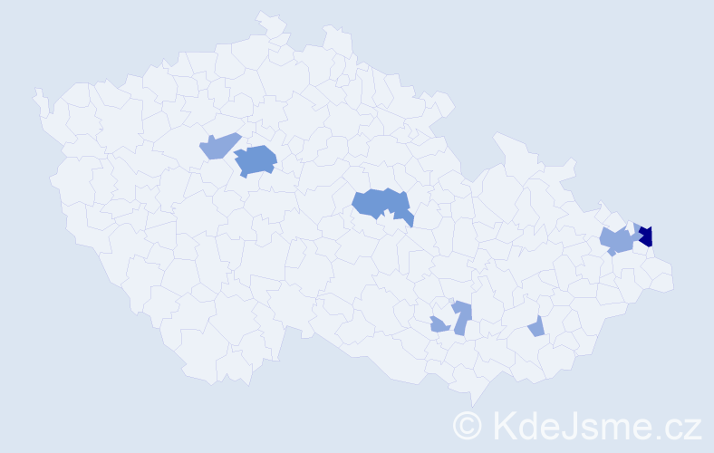 Příjmení: 'Baráni', počet výskytů 15 v celé ČR