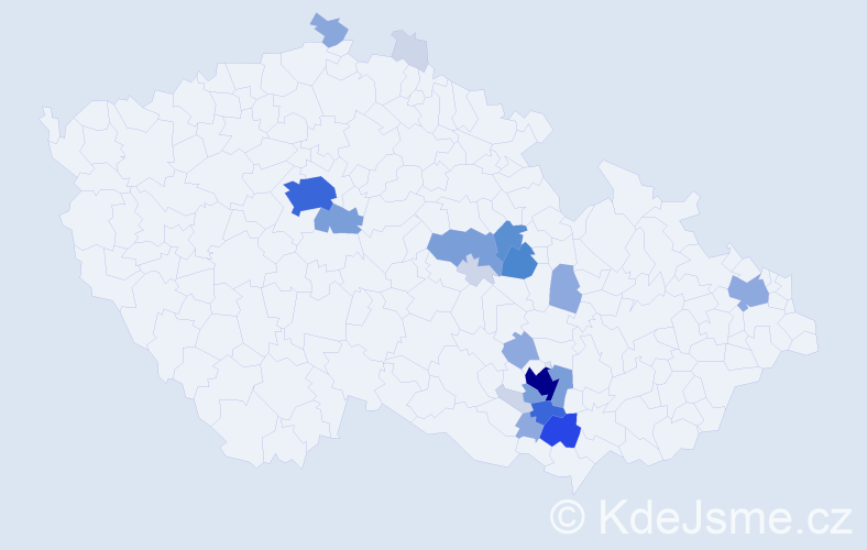 Příjmení: 'Sopoušek', počet výskytů 78 v celé ČR