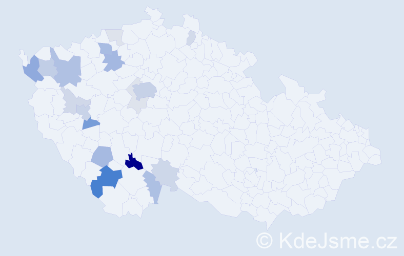 Příjmení: 'Velhartická', počet výskytů 51 v celé ČR