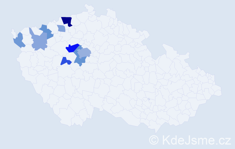 Příjmení: 'Abrhamová', počet výskytů 23 v celé ČR