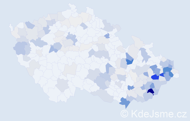 Příjmení: 'Bača', počet výskytů 639 v celé ČR