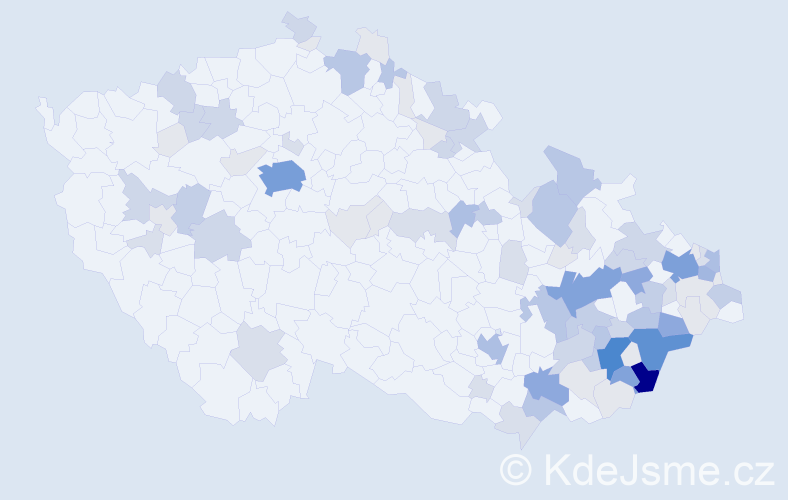 Příjmení: 'Valčík', počet výskytů 322 v celé ČR