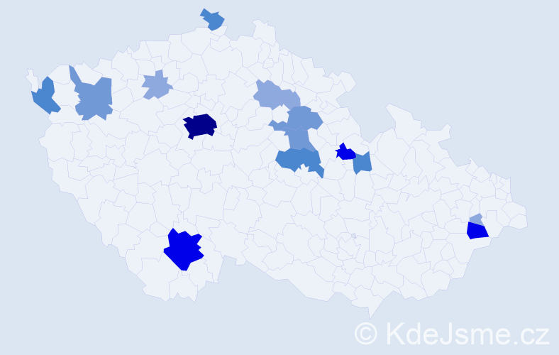 Příjmení: 'Kada', počet výskytů 43 v celé ČR