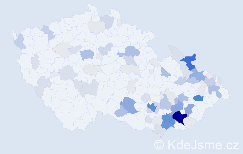 Příjmení: 'Kutálek', počet výskytů 300 v celé ČR
