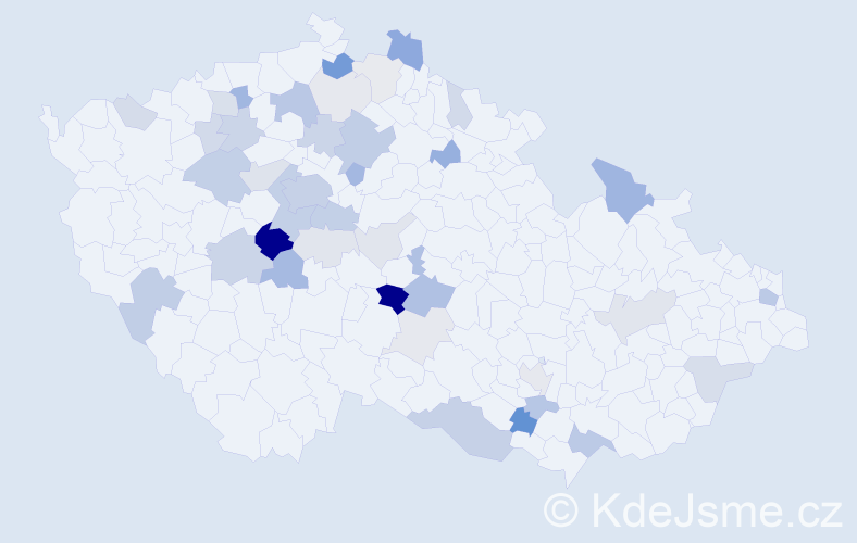 Příjmení: 'Čeleda', počet výskytů 148 v celé ČR