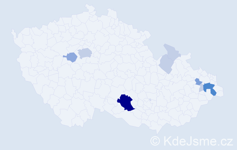 Příjmení: 'Babuněk', počet výskytů 25 v celé ČR