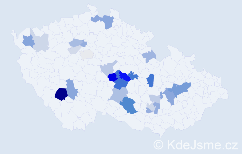 Příjmení: 'Mandlová', počet výskytů 65 v celé ČR