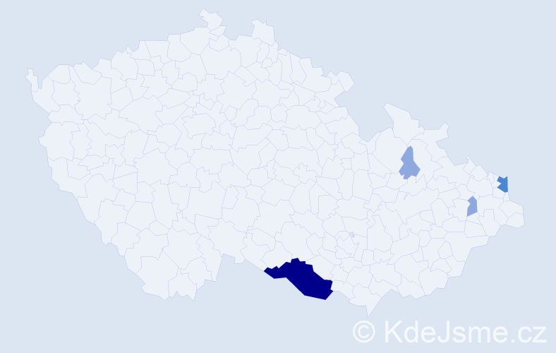 Příjmení: 'Halaczová', počet výskytů 9 v celé ČR
