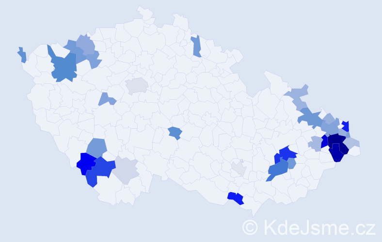 Příjmení: 'Kubačka', počet výskytů 88 v celé ČR