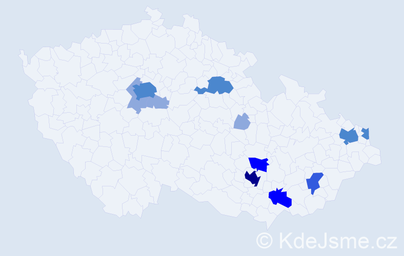 Příjmení: 'Vincentová', počet výskytů 27 v celé ČR