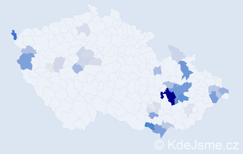 Příjmení: 'Bukvová', počet výskytů 103 v celé ČR