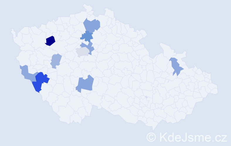 Příjmení: 'Drnka', počet výskytů 21 v celé ČR