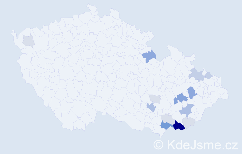 Příjmení: 'Možnar', počet výskytů 59 v celé ČR