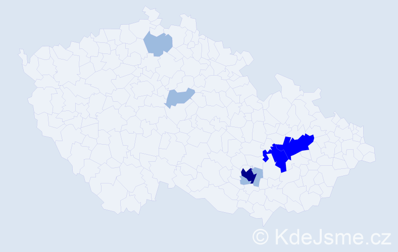 Příjmení: 'Lepil', počet výskytů 13 v celé ČR