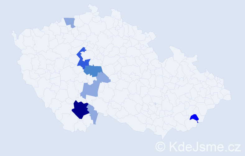 Příjmení: 'Pošvec', počet výskytů 18 v celé ČR