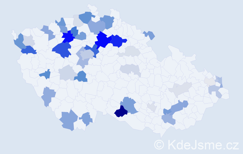 Příjmení: 'Kurucz', počet výskytů 138 v celé ČR