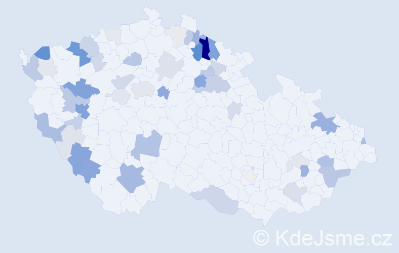 Příjmení: 'Rypl', počet výskytů 151 v celé ČR