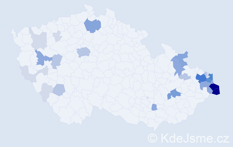 Příjmení: 'Jopek', počet výskytů 102 v celé ČR