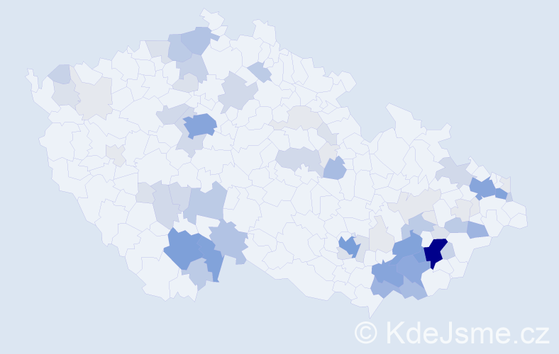 Příjmení: 'Mikl', počet výskytů 299 v celé ČR