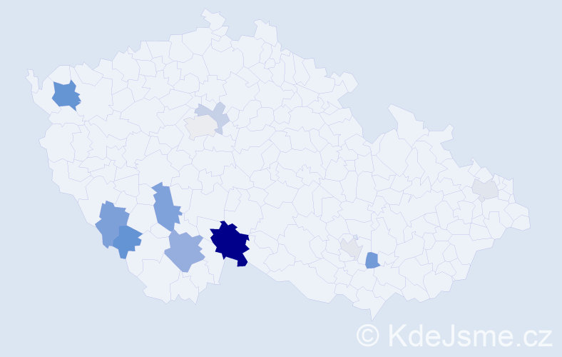 Příjmení: 'Oupor', počet výskytů 23 v celé ČR