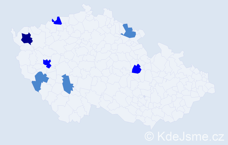 Příjmení: 'Kilb', počet výskytů 12 v celé ČR