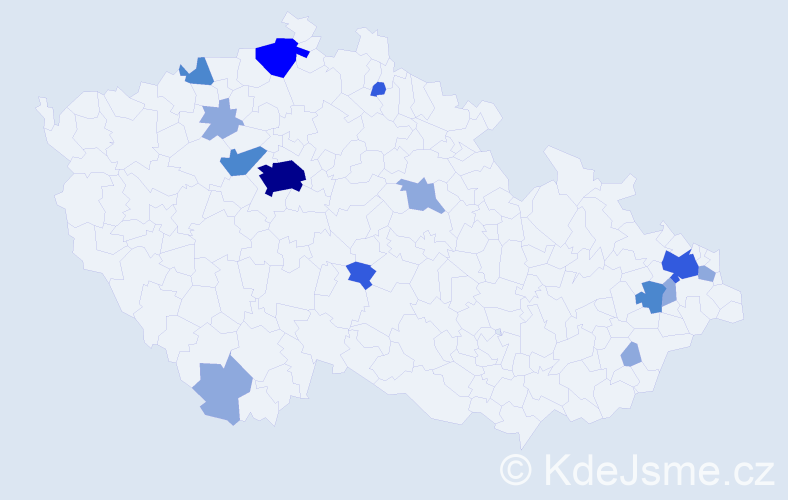 Příjmení: 'Károlyi', počet výskytů 30 v celé ČR