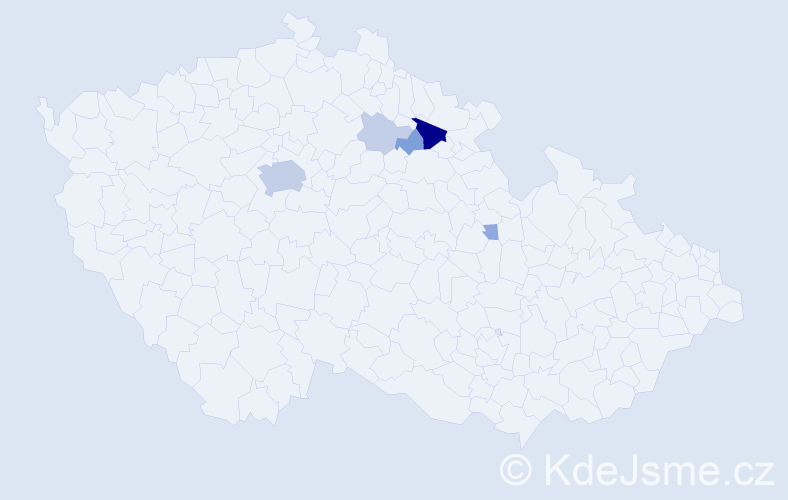 Příjmení: 'Krkonoška', počet výskytů 18 v celé ČR