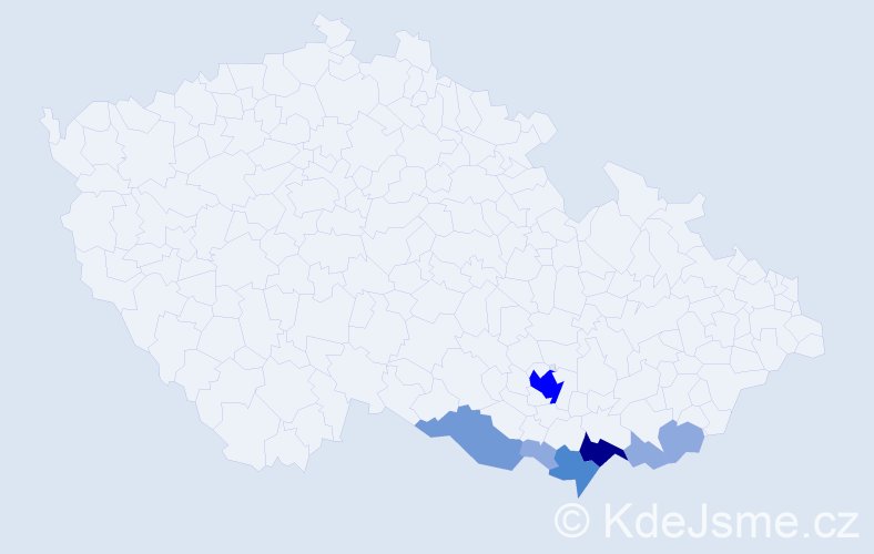 Příjmení: 'Plundrák', počet výskytů 18 v celé ČR