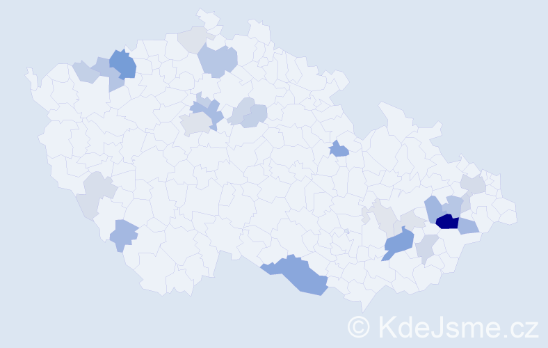 Příjmení: 'Pořická', počet výskytů 77 v celé ČR