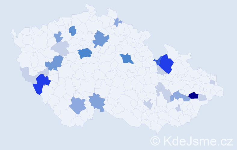 Příjmení: 'Hás', počet výskytů 88 v celé ČR