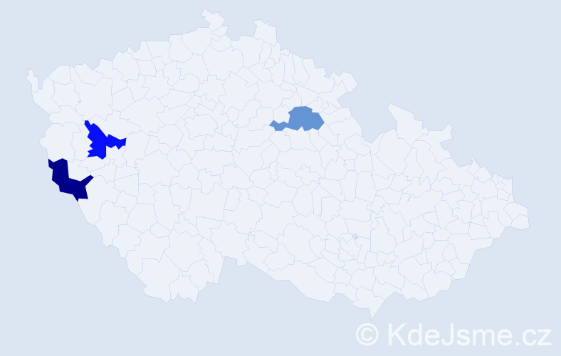 Příjmení: 'Bitenglová', počet výskytů 3 v celé ČR