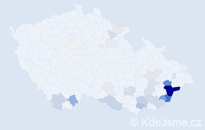 Příjmení: 'Zimek', počet výskytů 106 v celé ČR