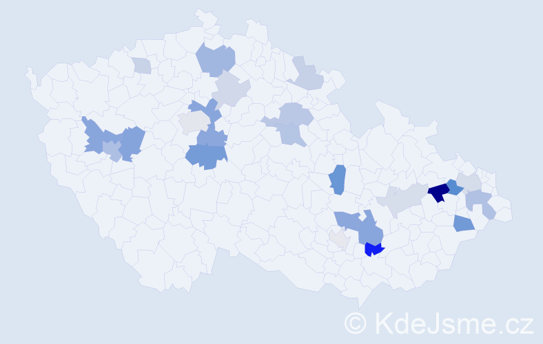 Příjmení: 'Kosa', počet výskytů 48 v celé ČR