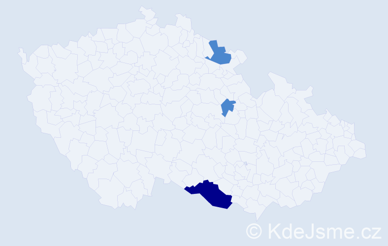 Příjmení: 'Kramenič', počet výskytů 5 v celé ČR