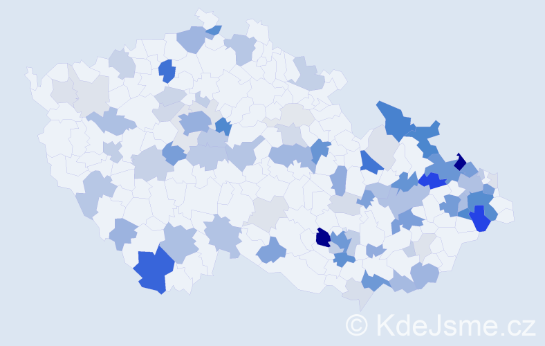 Příjmení: 'Kocian', počet výskytů 286 v celé ČR