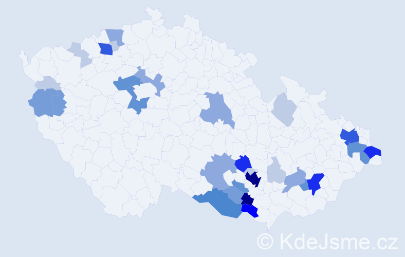 Příjmení: 'Vrška', počet výskytů 117 v celé ČR