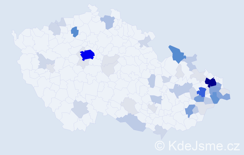 Příjmení: 'Závada', počet výskytů 196 v celé ČR