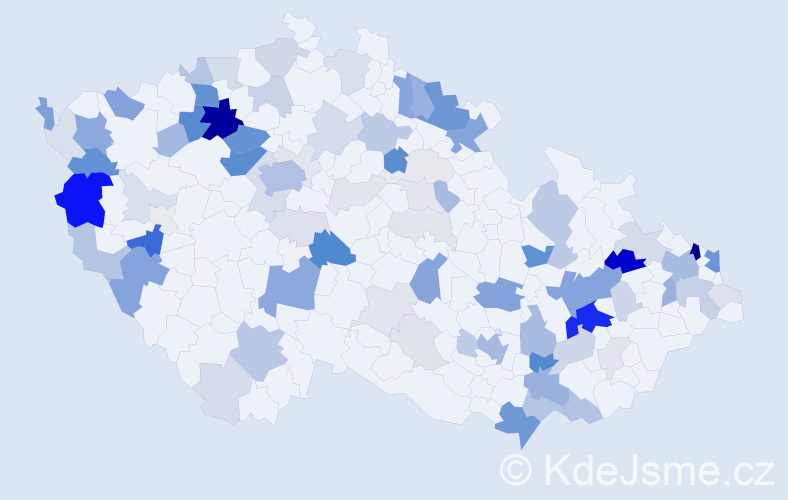 Příjmení: 'Roháč', počet výskytů 334 v celé ČR