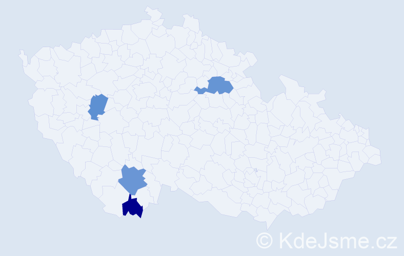 Příjmení: 'Máčeová', počet výskytů 6 v celé ČR
