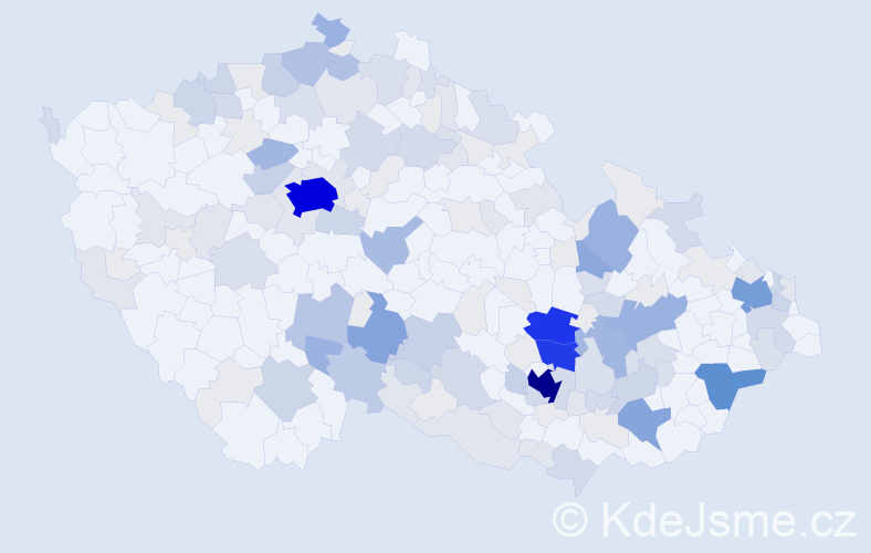 Příjmení: 'Fojtová', počet výskytů 636 v celé ČR