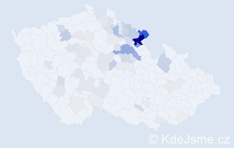 Příjmení: 'Krtička', počet výskytů 283 v celé ČR