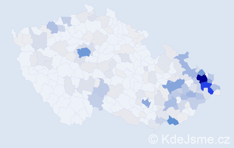 Příjmení: 'Sobek', počet výskytů 719 v celé ČR
