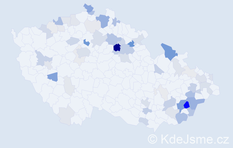 Příjmení: 'Bajza', počet výskytů 202 v celé ČR