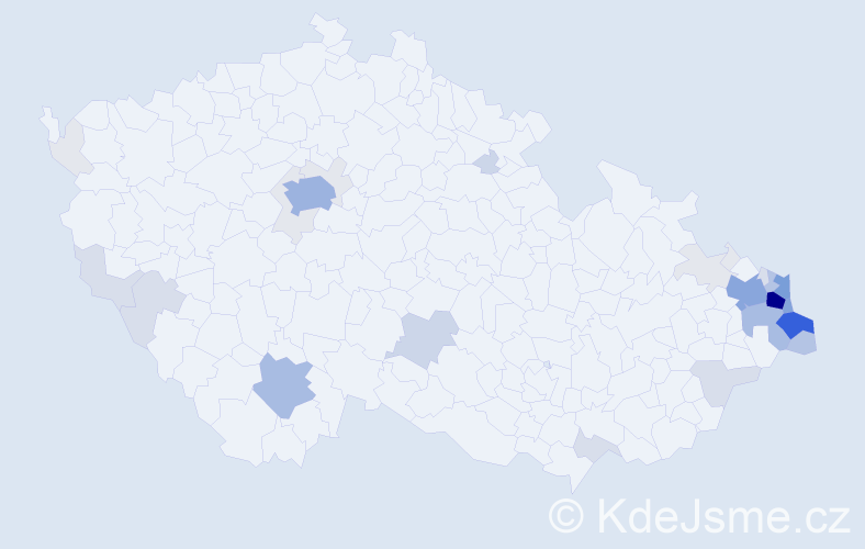 Příjmení: 'Przeczek', počet výskytů 146 v celé ČR