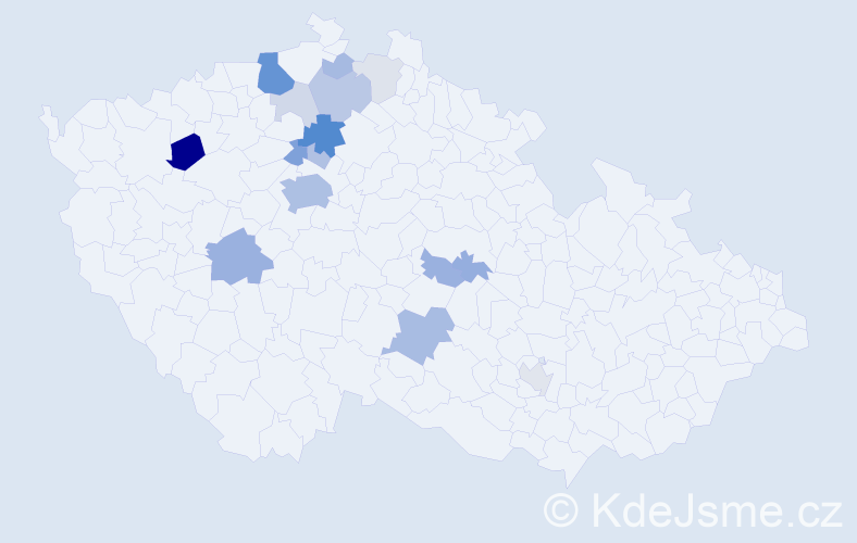 Příjmení: 'Derflová', počet výskytů 59 v celé ČR