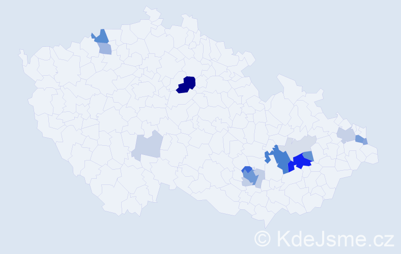 Příjmení: 'Vavrouchová', počet výskytů 53 v celé ČR