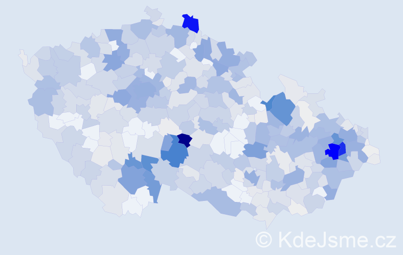 Příjmení: 'David', počet výskytů 3075 v celé ČR