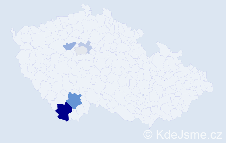Příjmení: 'Hoďánek', počet výskytů 15 v celé ČR