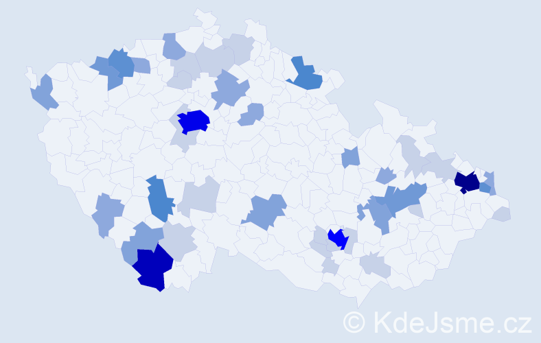 Příjmení: 'Bako', počet výskytů 119 v celé ČR